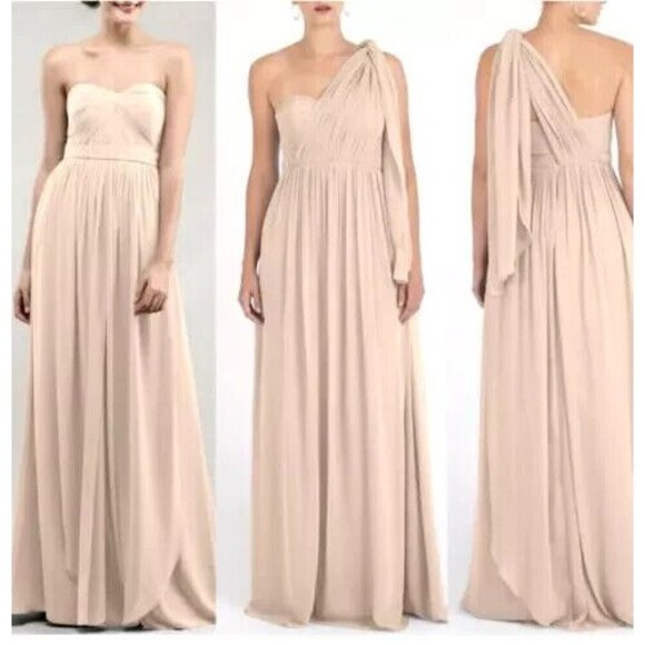 Jenny Yoo 'Aidan' Convertible Strapless Chiffon Gown size  6  Blush - Picture 6 of 15